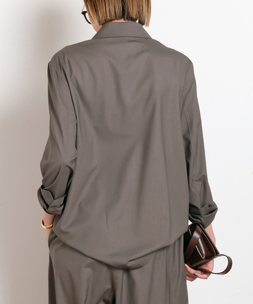 AP STUDIO(エーピーストゥディオ)の「SPWOOLシャツジャケット(テーラードジャケット・レディース・ネイビー/モカ・FREE)」の4枚目の写真