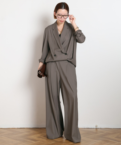 AP STUDIO(エーピーストゥディオ)の「SPWOOLシャツジャケット(テーラードジャケット・レディース・ネイビー/モカ・FREE)」の5枚目の写真