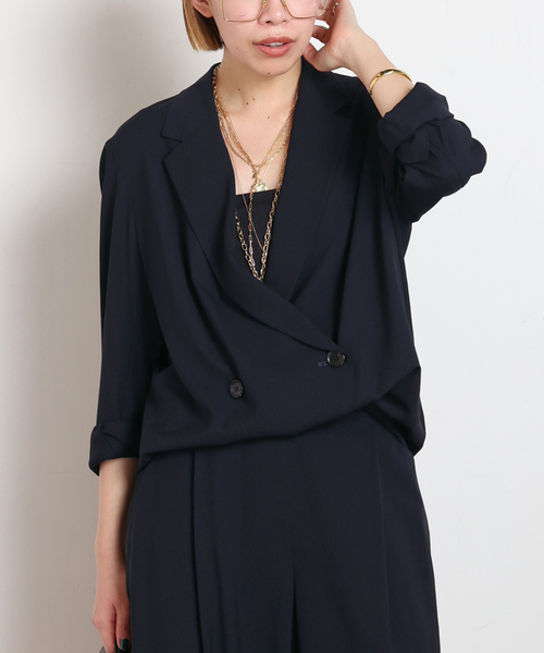 AP STUDIO(エーピーストゥディオ)の「SPWOOLシャツジャケット(テーラードジャケット・レディース・ネイビー/モカ・FREE)」の12枚目の写真