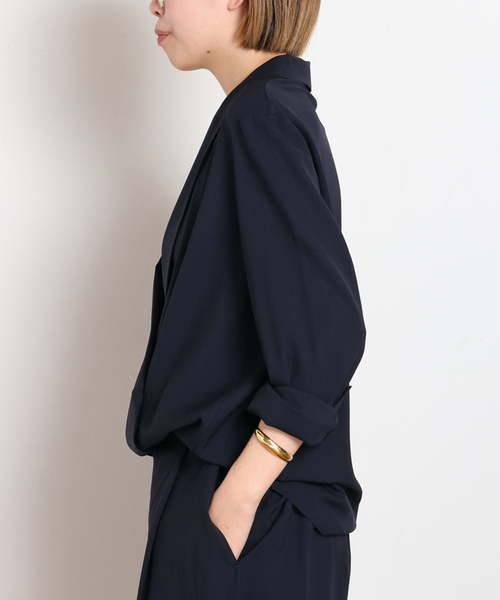 AP STUDIO(エーピーストゥディオ)の「SPWOOLシャツジャケット(テーラードジャケット・レディース・ネイビー/モカ・FREE)」の13枚目の写真