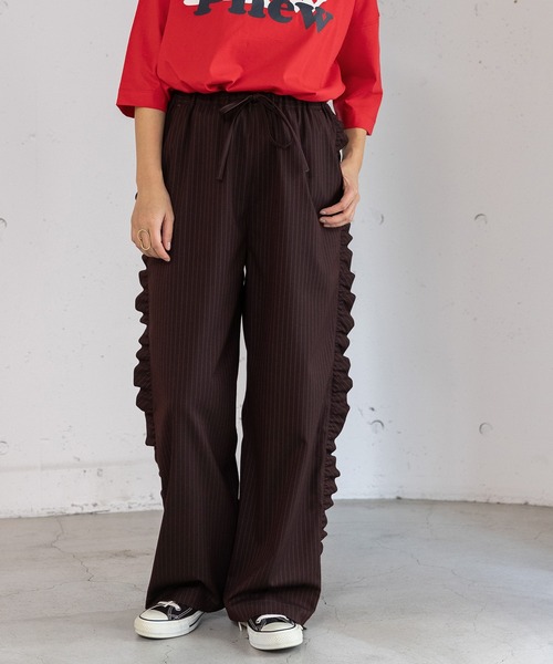 POU DOU DOU（プードゥドゥ）の「サイドフリルイージーパンツ（その他パンツ・レディース・ライトグレー/ボルドー/ダークグレー・3）」の3枚目の写真