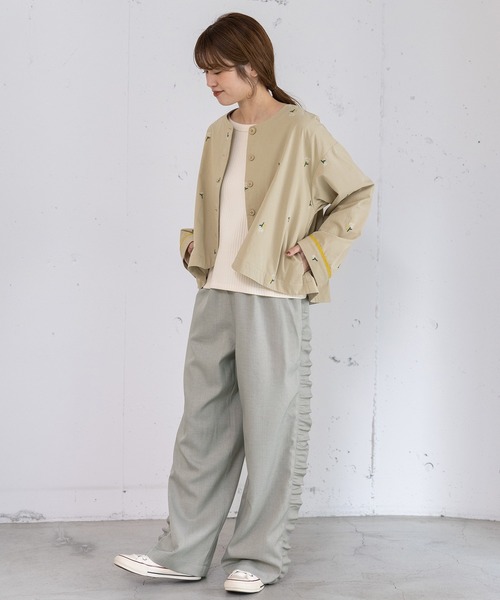 POU DOU DOU（プードゥドゥ）の「サイドフリルイージーパンツ（その他パンツ・レディース・ライトグレー/ボルドー/ダークグレー・3）」の5枚目の写真