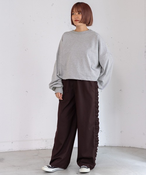 POU DOU DOU（プードゥドゥ）の「サイドフリルイージーパンツ（その他パンツ・レディース・ライトグレー/ボルドー/ダークグレー・3）」の9枚目の写真