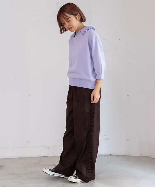 POU DOU DOU（プードゥドゥ）の「サイドフリルイージーパンツ（その他パンツ・レディース・ライトグレー/ボルドー/ダークグレー・3）」の15枚目の写真