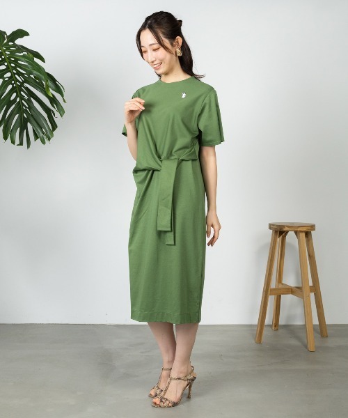 STUDIO PICONE（スタジオピッコーネ）の「コットン100％ウエストリボン冷感ワンピース（ワンピース・レディース・ブルー/ブラック/グリーン/ベージュ・LL/L/M）」の18枚目の写真