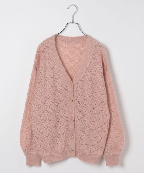 Heather(ヘザー)の「透かし編みチュニックカーディガン 656555(カーディガン/ボレロ・レディース・ピンク/ブルー/アイボリー・FREE)」の3枚目の写真
