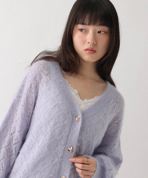 Heather(ヘザー)の「透かし編みチュニックカーディガン 656555(カーディガン/ボレロ・レディース・ピンク/ブルー/アイボリー・FREE)」の15枚目の写真