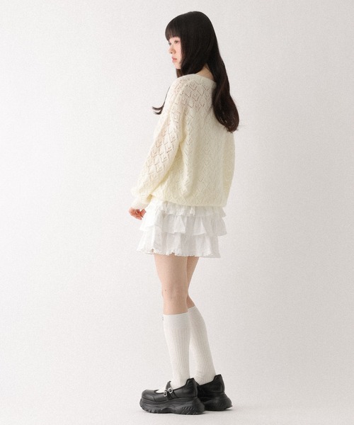 Heather(ヘザー)の「透かし編みチュニックカーディガン 656555(カーディガン/ボレロ・レディース・ピンク/ブルー/アイボリー・FREE)」の21枚目の写真