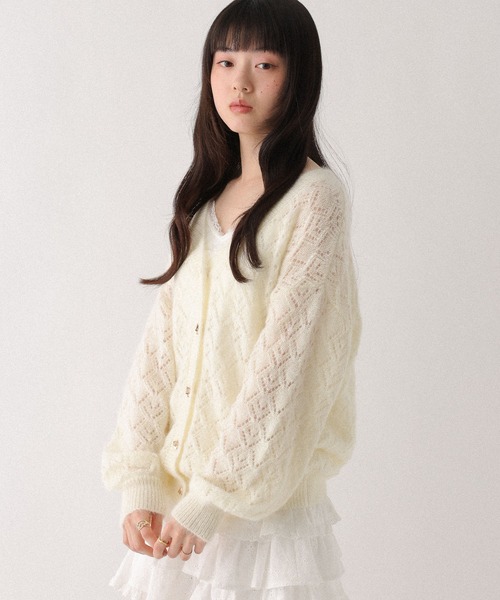 Heather(ヘザー)の「透かし編みチュニックカーディガン 656555(カーディガン/ボレロ・レディース・ピンク/ブルー/アイボリー・FREE)」の22枚目の写真