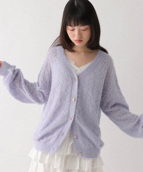 Heather(ヘザー)の「透かし編みチュニックカーディガン 656555(カーディガン/ボレロ・レディース・ピンク/ブルー/アイボリー・FREE)」の14枚目の写真
