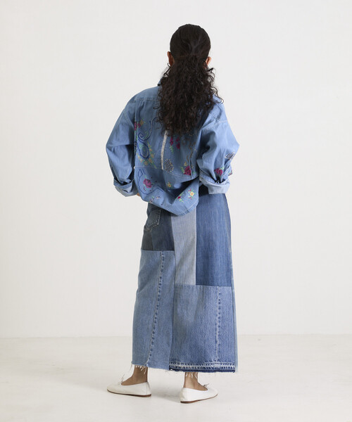 Freada（フリーダ）の「Freada/フリーダ オープンカラー 刺繍 シャツジャケット（シャツ/ブラウス・レディース・サックスブルー/ホワイト・ONE SIZE）」の5枚目の写真