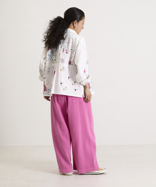 Freada(フリーダ)の「Freada/フリーダ オープンカラー 刺繍 シャツジャケット(シャツ/ブラウス・レディース・サックスブルー/ホワイト・ONE SIZE)」の7枚目の写真