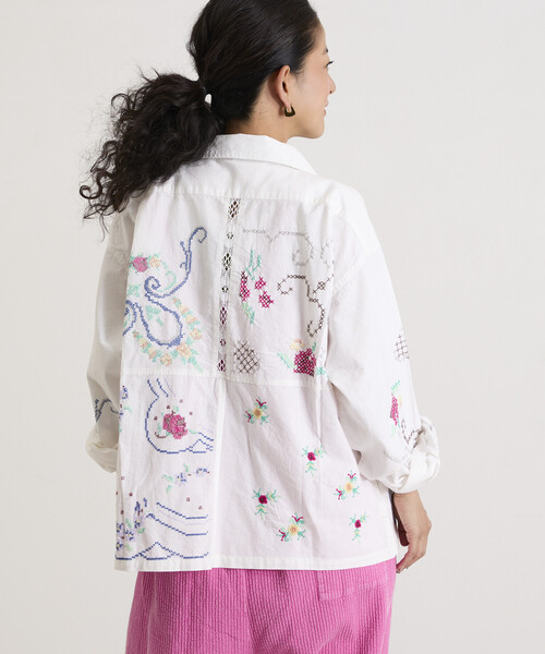 Freada(フリーダ)の「Freada/フリーダ オープンカラー 刺繍 シャツジャケット(シャツ/ブラウス・レディース・サックスブルー/ホワイト・ONE SIZE)」の13枚目の写真