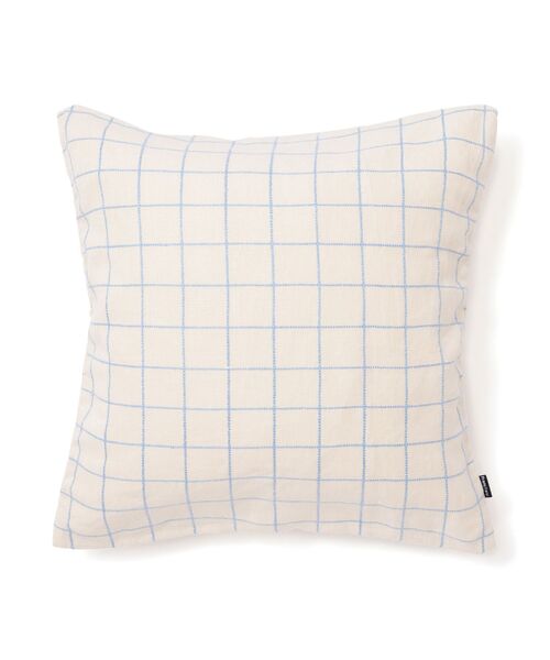 リネンウィンドウペン クッションカバー 450×450 アイボリー×ブルー