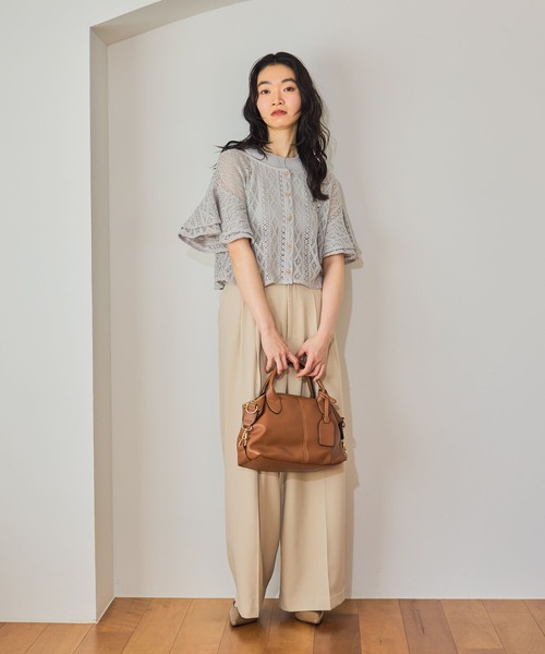 mysty woman（ミスティウーマン）の「ダブルタックストレートパンツ 660060（スラックス・レディース・ベージュ/グリーン系その他/ダークネイビー・SMALL/MEDIUM）」の7枚目の写真