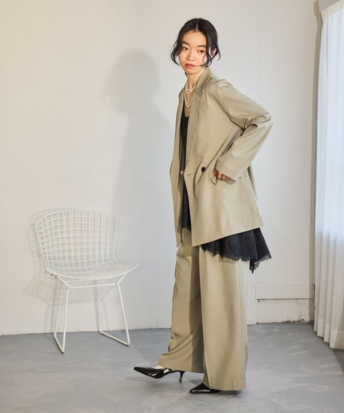 mysty woman（ミスティウーマン）の「ダブルタックストレートパンツ 660060（スラックス・レディース・ベージュ/グリーン系その他/ダークネイビー・SMALL/MEDIUM）」の9枚目の写真