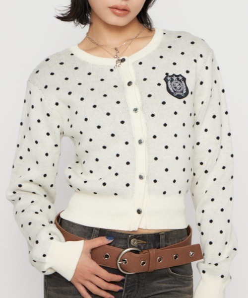 Laguagem WAPPEN DOT CROPPED カーディガン gray LAGUA GEM | WAPPEN DOT CROPPED カーディガン (ニット ) |SHEL'TTER