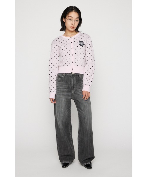 Laguagem WAPPEN DOT CROPPED カーディガン gray LAGUA GEM（ラグアジェム）の「WAPPEN DOT CROPPED カーディガン