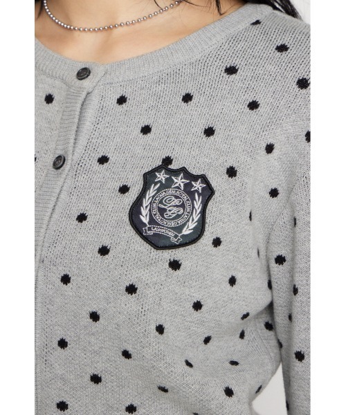 Laguagem WAPPEN DOT CROPPED カーディガン gray LAGUA GEM（ラグアジェム）の「WAPPEN DOT CROPPED カーディガン