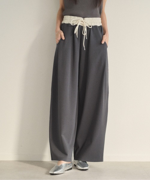 SOYEN（ソイエン）の「ダブルドロストスウェットワイドパンツ/セットアップ可（その他パンツ・レディース・オートミール/チャコール・F）」の2枚目の写真