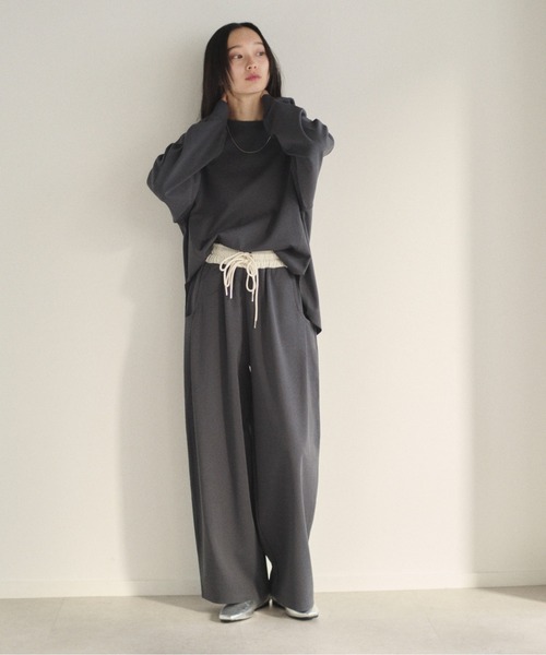 SOYEN（ソイエン）の「ダブルドロストスウェットワイドパンツ/セットアップ可（その他パンツ・レディース・オートミール/チャコール・F）」の4枚目の写真
