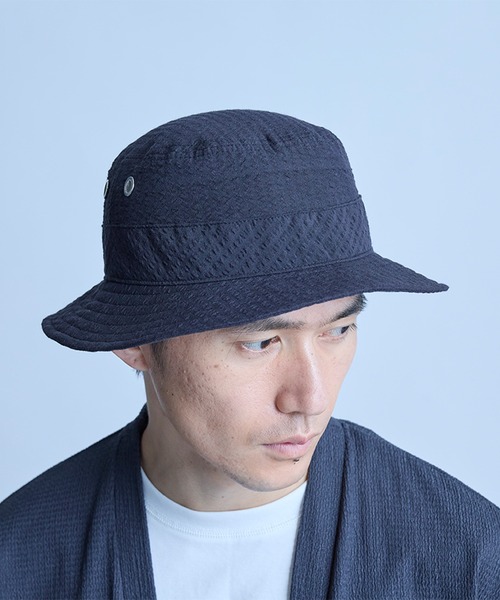 UNION STATION（ユニオンステーション）の「シアサッカーバケットハット（ハット・メンズ・ホワイト×ネイビー/ブラック・FREE）」の8枚目の写真