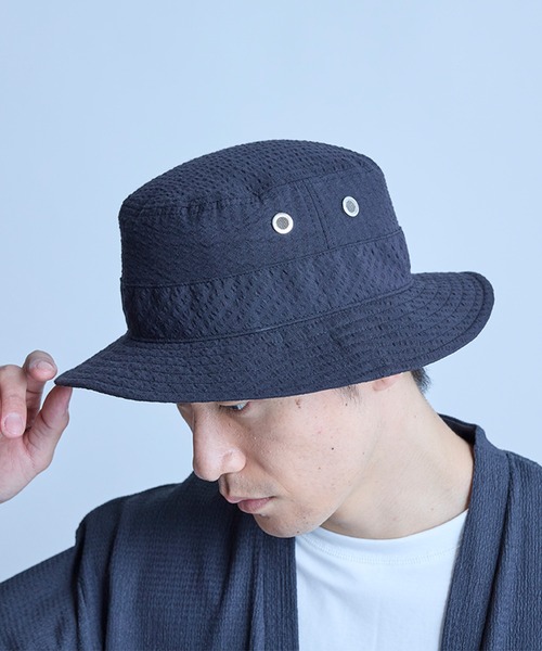 UNION STATION（ユニオンステーション）の「シアサッカーバケットハット（ハット・メンズ・ホワイト×ネイビー/ブラック・FREE）」の9枚目の写真