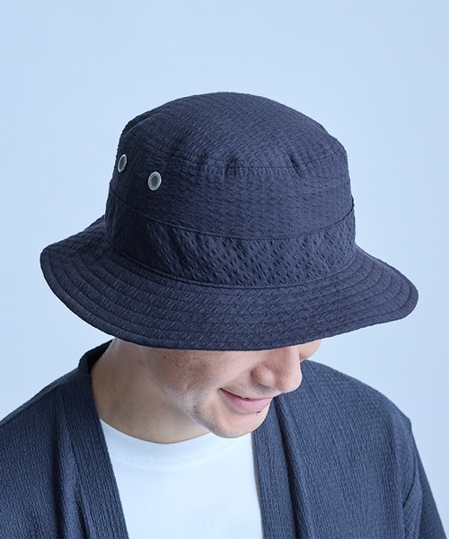 UNION STATION（ユニオンステーション）の「シアサッカーバケットハット（ハット・メンズ・ホワイト×ネイビー/ブラック・FREE）」の10枚目の写真