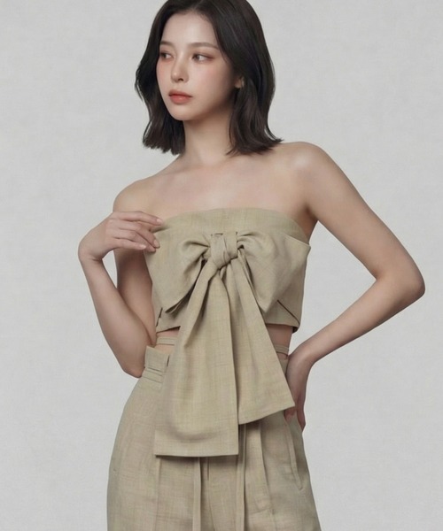 DURAS(デュラス)の「マルチリボンベアトップ(チューブトップ・レディース・グレー/ピンク/グリーン/ブラウン・FREE)」の8枚目の写真