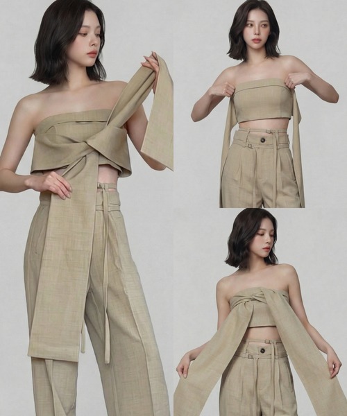 DURAS(デュラス)の「マルチリボンベアトップ(チューブトップ・レディース・グレー/ピンク/グリーン/ブラウン・FREE)」の9枚目の写真