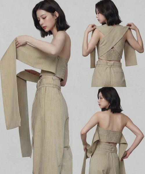 DURAS(デュラス)の「マルチリボンベアトップ(チューブトップ・レディース・グレー/ピンク/グリーン/ブラウン・FREE)」の10枚目の写真