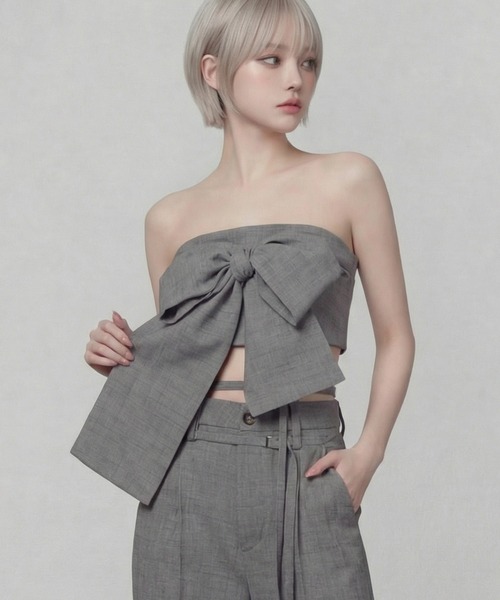 DURAS(デュラス)の「マルチリボンベアトップ(チューブトップ・レディース・グレー/ピンク/グリーン/ブラウン・FREE)」の14枚目の写真
