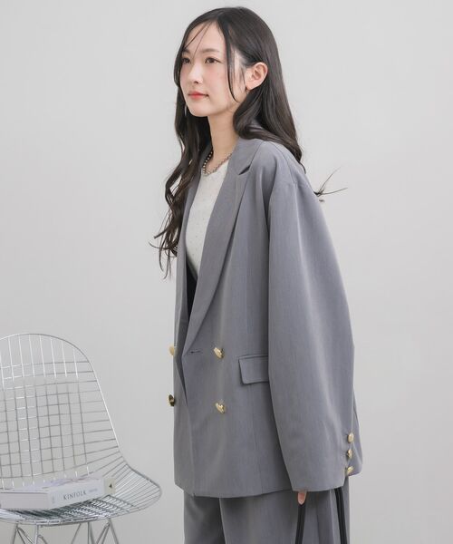 RETRO GIRL（レトロガール）の「【セットアップ対応】金釦テーラードJK（テーラードジャケット・レディース・ライトグレー/ベージュ/ブルー・FREE）」の21枚目の写真