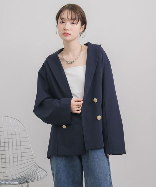 RETRO GIRL（レトロガール）の「【セットアップ対応】金釦テーラードJK（テーラードジャケット・レディース・ライトグレー/ベージュ/ブルー・FREE）」の15枚目の写真