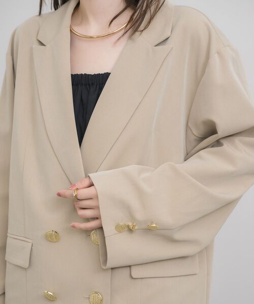 RETRO GIRL（レトロガール）の「【セットアップ対応】金釦テーラードJK（テーラードジャケット・レディース・ライトグレー/ベージュ/ブルー・FREE）」の5枚目の写真