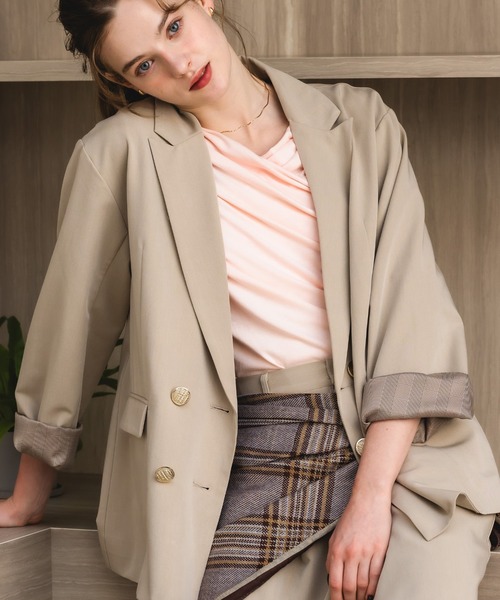 RETRO GIRL（レトロガール）の「【セットアップ対応】金釦テーラードJK（テーラードジャケット・レディース・ライトグレー/ベージュ/ブルー・FREE）」の2枚目の写真