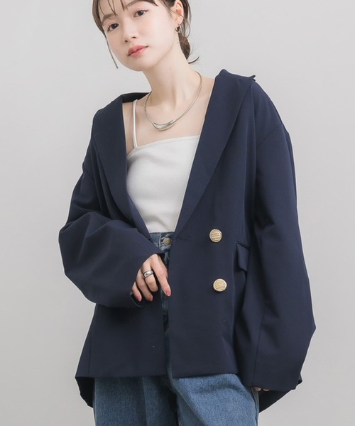 RETRO GIRL（レトロガール）の「【セットアップ対応】金釦テーラードJK（テーラードジャケット・レディース・ライトグレー/ベージュ/ブルー・FREE）」の3枚目の写真