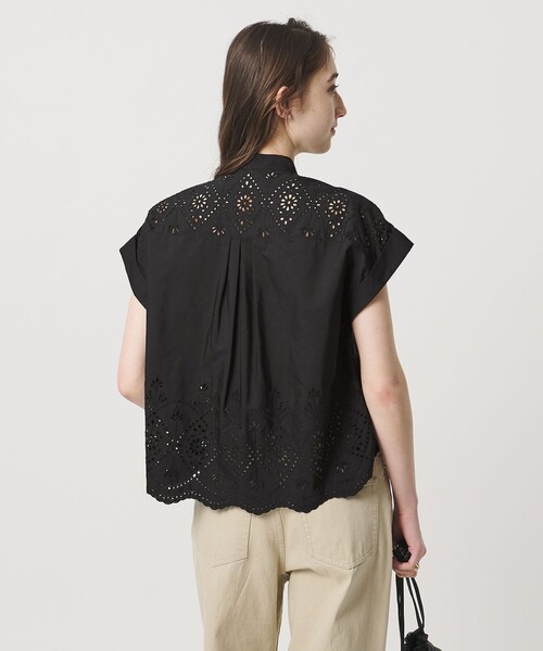 TICCA(ティッカ)の「<TICCA>レース フレンチスリーブ シャツ(シャツ/ブラウス・レディース・ブラック/ホワイト・FREE)」の4枚目の写真