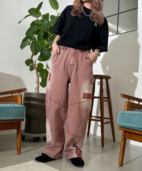 DOUBLE NAME（ダブルネーム）の「【m:rex】ミニ恐竜ワッペンBIG TEE（Tシャツ/カットソー・レディース・ブラック/オフホワイト/ブルー・FREE）」の6枚目の写真