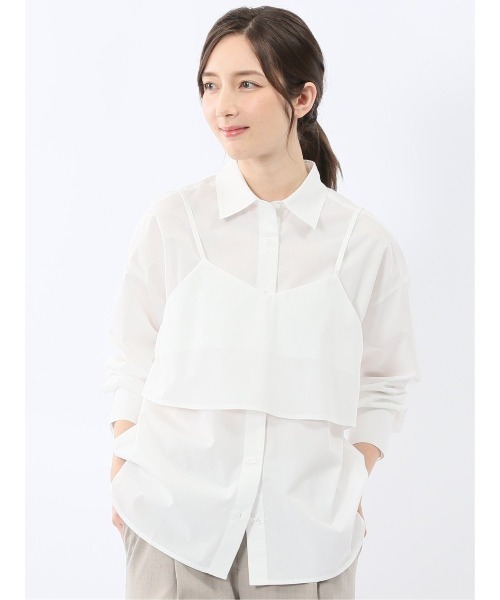 m.f.editorial(エムエフエディトリアル)の「【アンサンブル 2枚セット】m.f.エディトリアル レディース ビスチェ & レギュラーカラー 長袖シャツ(シャツ/ブラウス・レディース・サックスブルー/ホワイト・LARGE/MEDIUM)」の1枚目の写真