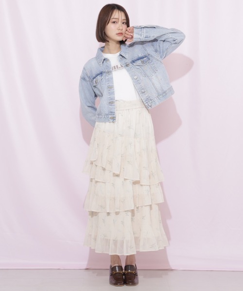 JILL by JILL STUART(ジルバイジルスチュアート)の「プリーツランダムティアードスカート(スカート・レディース・ベージュ系その他/ホワイト/グリーン系その他・FREE)」の6枚目の写真