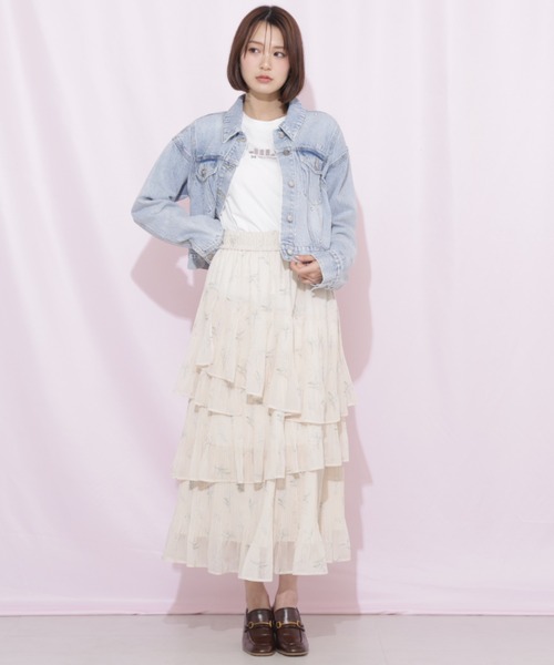 JILL by JILL STUART(ジルバイジルスチュアート)の「プリーツランダムティアードスカート(スカート・レディース・ベージュ系その他/ホワイト/グリーン系その他・FREE)」の7枚目の写真
