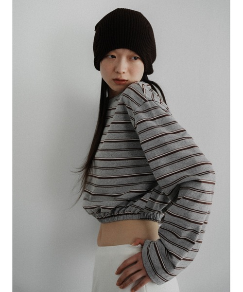 Katrin TOKYO（カトリーントーキョー）の「cropped long tee（Tシャツ/カットソー・レディース・ホワイト/ピンク系/グレー系・FREE/XS）」の2枚目の写真