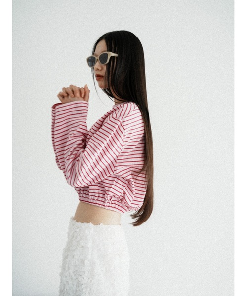 Katrin TOKYO（カトリーントーキョー）の「cropped long tee（Tシャツ/カットソー・レディース・ホワイト/ピンク系/グレー系・FREE/XS）」の3枚目の写真