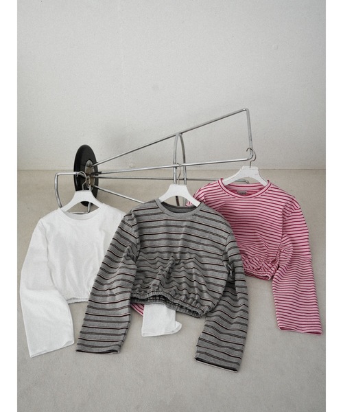 Katrin TOKYO（カトリーントーキョー）の「cropped long tee（Tシャツ/カットソー・レディース・ホワイト/ピンク系/グレー系・FREE/XS）」の4枚目の写真