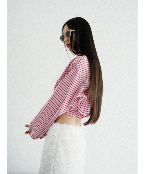 Katrin TOKYO（カトリーントーキョー）の「cropped long tee（Tシャツ/カットソー・レディース・ホワイト/ピンク系/グレー系・FREE/XS）」の6枚目の写真