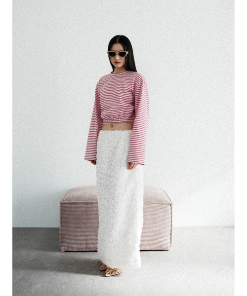 Katrin TOKYO（カトリーントーキョー）の「cropped long tee（Tシャツ/カットソー・レディース・ホワイト/ピンク系/グレー系・FREE/XS）」の7枚目の写真