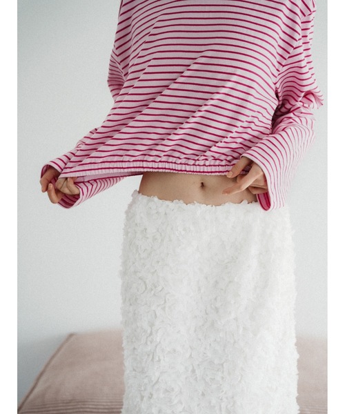 Katrin TOKYO（カトリーントーキョー）の「cropped long tee（Tシャツ/カットソー・レディース・ホワイト/ピンク系/グレー系・FREE/XS）」の8枚目の写真