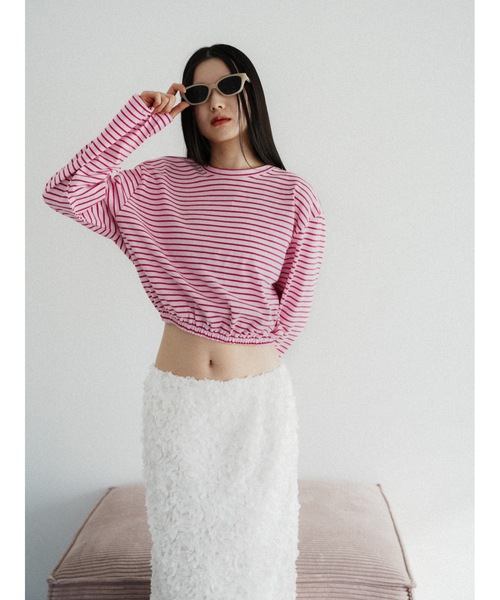 Katrin TOKYO（カトリーントーキョー）の「cropped long tee（Tシャツ/カットソー・レディース・ホワイト/ピンク系/グレー系・FREE/XS）」の11枚目の写真