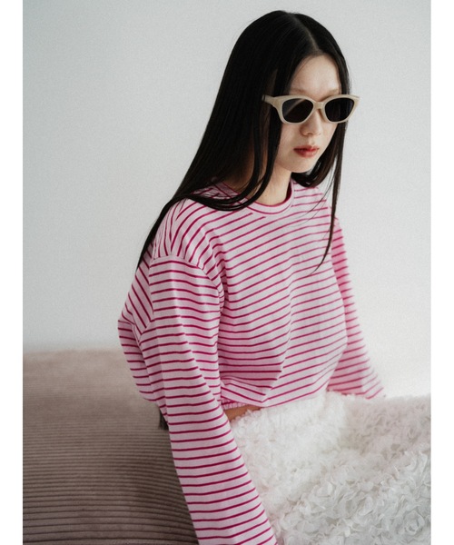 Katrin TOKYO（カトリーントーキョー）の「cropped long tee（Tシャツ/カットソー・レディース・ホワイト/ピンク系/グレー系・FREE/XS）」の13枚目の写真